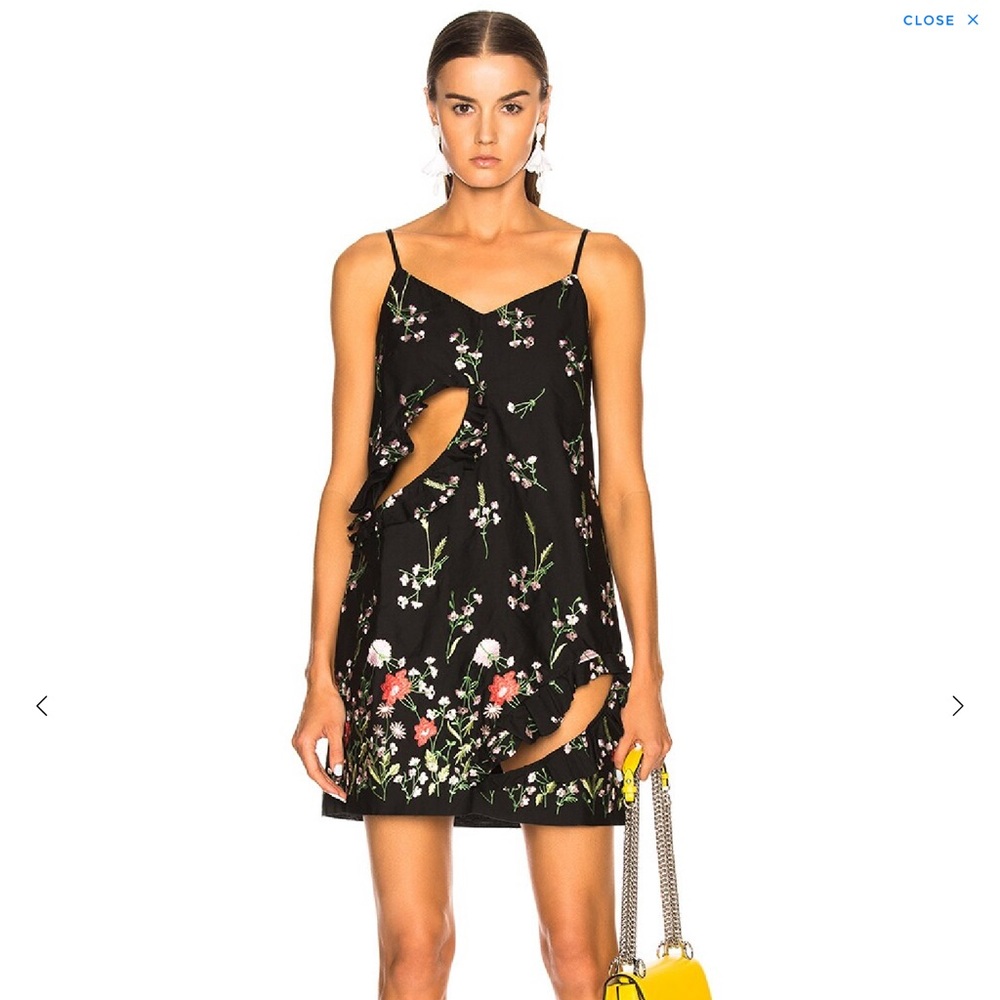 Marques Almeida Embroidered Floral Mini Dress with Cut Outs